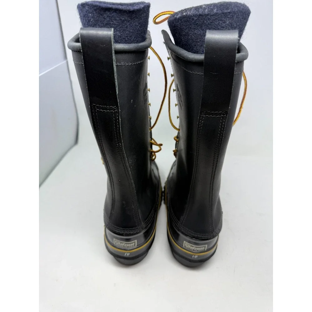 Hoffman LaCrosse Hunting Boots USA Made Size 10 Black Leather Rubber Waterproof